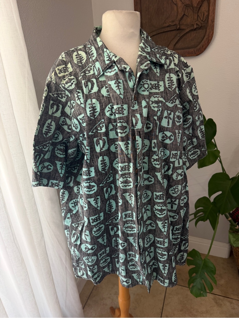 Vintage Big Kanaka by Corzini 2XL Tall Hawaiian Tiki Shirt Made in USA